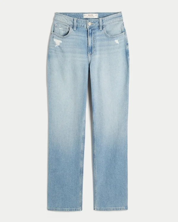 Curvy High-Rise Distressed Light Wash Straight Jeans Curvy High-Rise Distressed Light Wash Straight Jeans