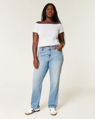 Curvy High-Rise Medium Wash Straight Jeans