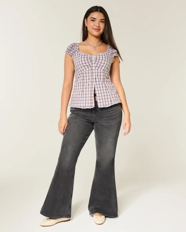 Curvy High-Rise Washed Black Flare Jeans Curvy High-Rise Washed Black Flare Jeans