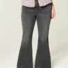 Curvy High-Rise Washed Black Flare Jeans Curvy High-Rise Washed Black Flare Jeans
