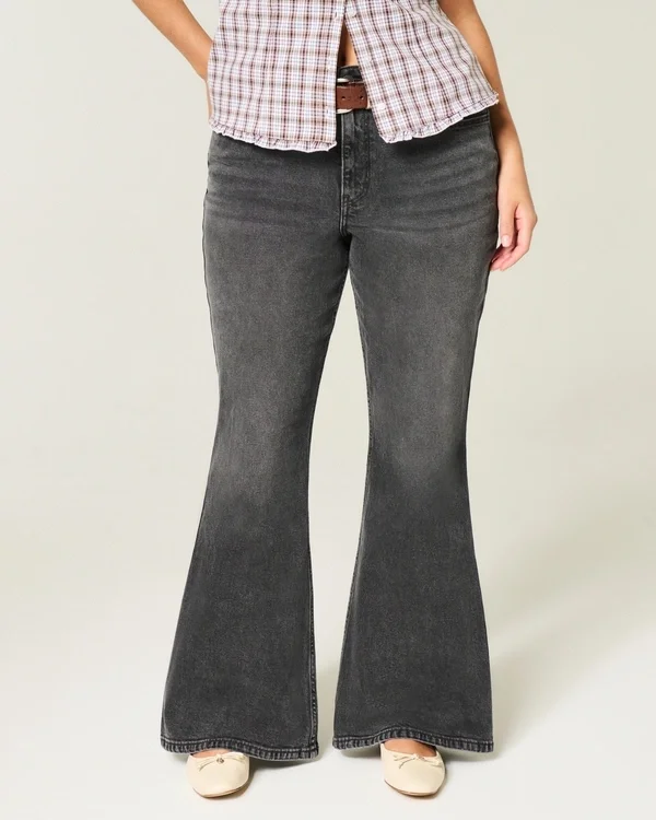 Curvy High-Rise Washed Black Flare Jeans Curvy High-Rise Washed Black Flare Jeans