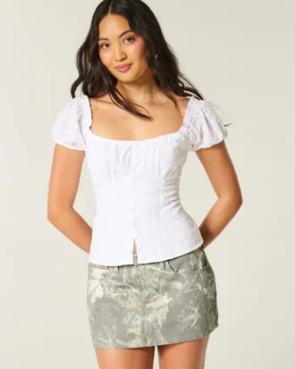 Curvy Low-Rise Camo Denim Mini Skort