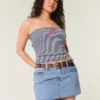 Curvy Low-Rise Medium Wash Denim Mini Skort Curvy Low-Rise Medium Wash Denim Mini Skort
