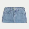 Curvy Low-Rise Medium Wash Denim Mini Skort Curvy Low-Rise Medium Wash Denim Mini Skort