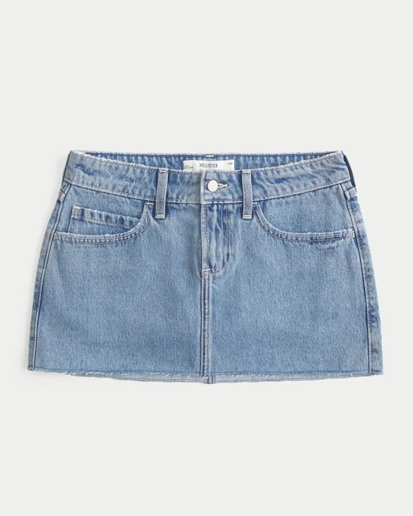 Curvy Low-Rise Medium Wash Denim Mini Skort Curvy Low-Rise Medium Wash Denim Mini Skort