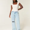 Curvy Low-Rise Ripped Light Wash Baggy Jeans Curvy Low-Rise Ripped Light Wash Baggy Jeans