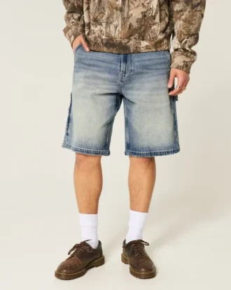 Dark Wash Baggy Denim Shorts