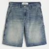 Dark Wash Baggy Denim Shorts