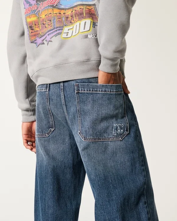 Dark Wash Logo Embroidery Super Baggy Jeans Dark Wash Logo Embroidery Super Baggy Jeans
