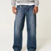 Dark Wash Logo Embroidery Super Baggy Jeans Dark Wash Logo Embroidery Super Baggy Jeans