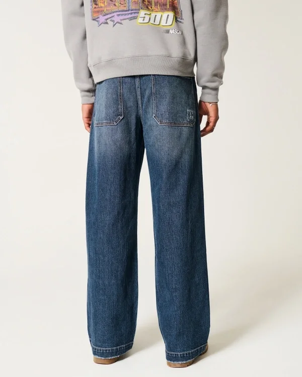 Dark Wash Logo Embroidery Super Baggy Jeans Dark Wash Logo Embroidery Super Baggy Jeans