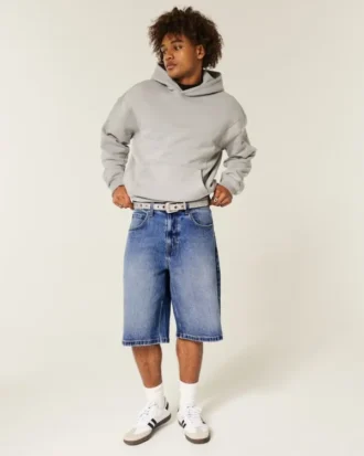 Dark Wash Super Baggy Denim Shorts