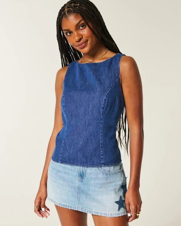 Denim Open-Back Top Denim Open-Back Top