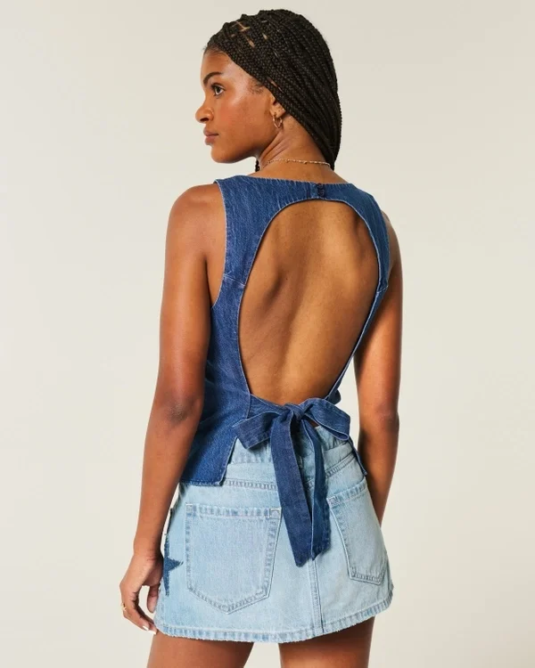 Denim Open-Back Top Denim Open-Back Top