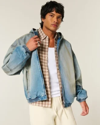 Denim Zip-Up Skater Jacket