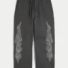 Double Flame Graphic Super Baggy Sweatpants