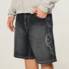 Double-Graphic Baggy Denim Shorts Double-Graphic Baggy Denim Shorts