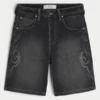 Double-Graphic Baggy Denim Shorts Double-Graphic Baggy Denim Shorts