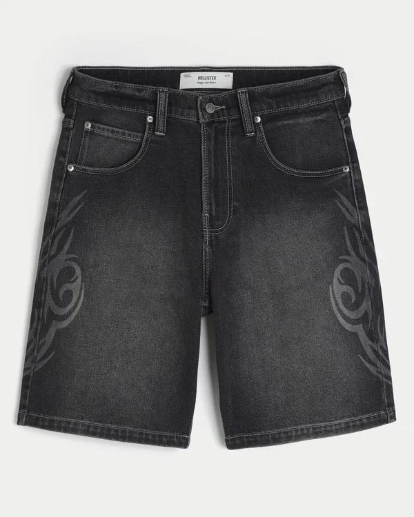 Double-Graphic Baggy Denim Shorts Double-Graphic Baggy Denim Shorts