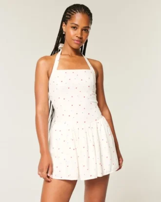 Drop-Waist Halter Mini Dress