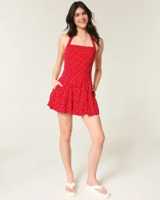 Drop-Waist Halter Mini Dress