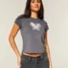 Easy Body-Skimming Butterfly Graphic Tee