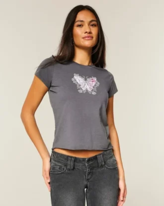 Easy Body-Skimming Butterfly Graphic Tee