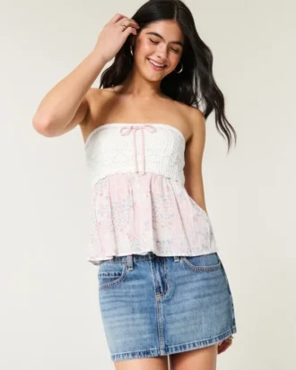Easy Crochet-Style Fabric Mix Strapless Top