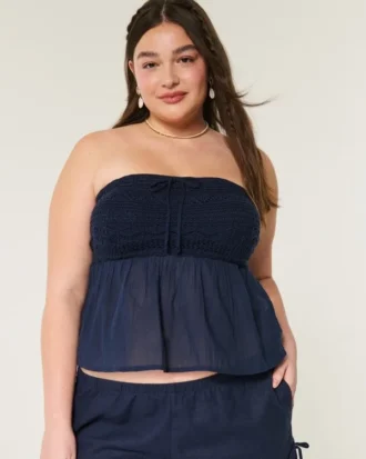 Easy Crochet-Style Fabric Mix Strapless Top