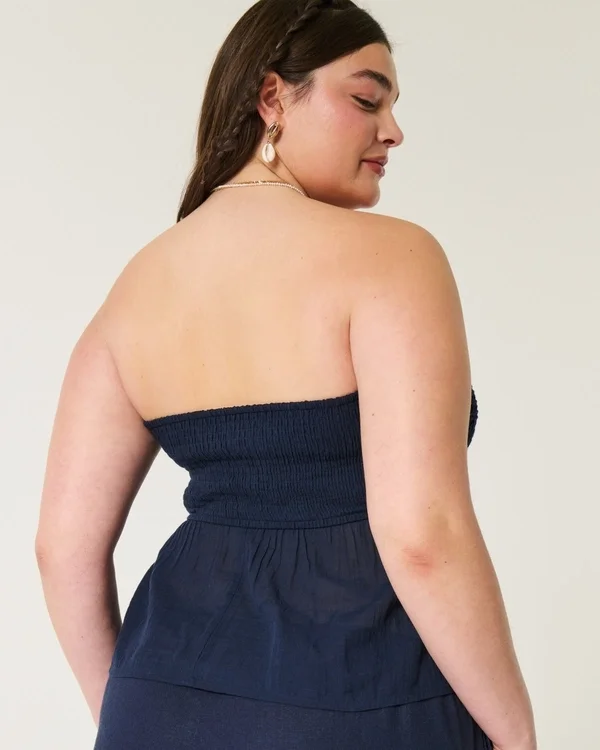 Easy Crochet-Style Fabric Mix Strapless Top Easy Crochet-Style Fabric Mix Strapless Top