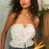 Easy Crop Strapless Lace Inset Tube Top