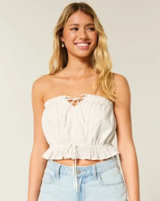 Easy Crop Strapless Lace Inset Tube Top