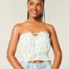 Easy Crop Strapless Lace Inset Tube Top