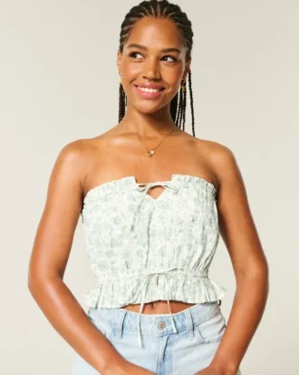 Easy Crop Strapless Lace Inset Tube Top
