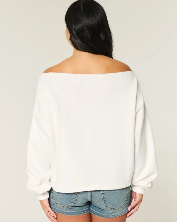 Easy Double Off-the-Shoulder Miami Graphic Sweatshirt Easy Double Off-the-Shoulder Miami Graphic Sweatshirt