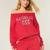 Easy Double Off-the-Shoulder University of Georgia Graphic Sweatshirt