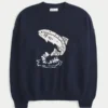 Easy Jumping Fish Graphic Crew Sweater