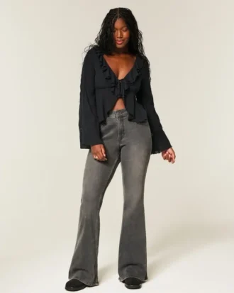 Easy Long-Sleeve Ruffle Babydoll Top