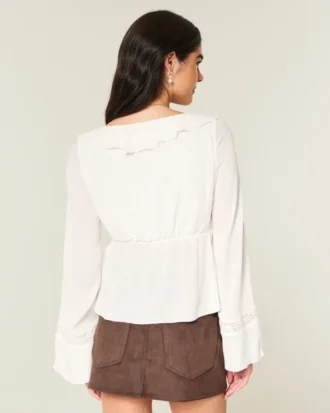 Easy Long-Sleeve Ruffle Babydoll Top