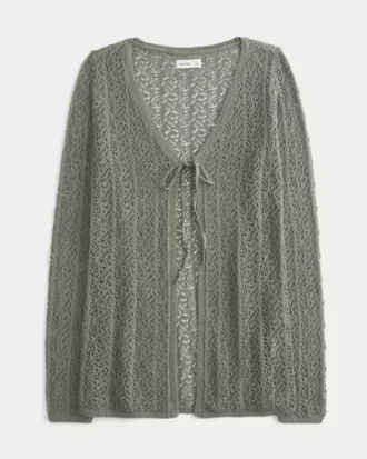 Easy Long-Sleeve Tie-Front Beachy Cardigan