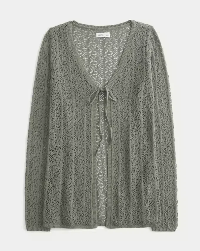 Easy Long-Sleeve Tie-Front Beachy Cardigan