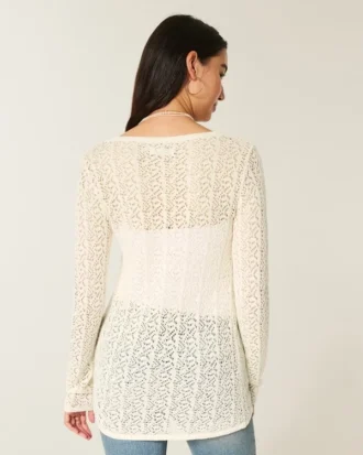 Easy Long-Sleeve Tie-Front Beachy Cardigan