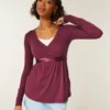 Easy Long-Sleeve Wrap-Front Babydoll Top