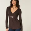 Easy Long-Sleeve Wrap-Front Babydoll Top