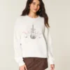 Easy New York Guitar Studded Graphic Crew Sweatshirt Easy New York Guitar Studded Graphic Crew Sweatshirt