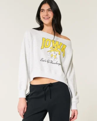 Easy Off-the-Shoulder Iowa Hawkeyes Graphic Sweatshirt