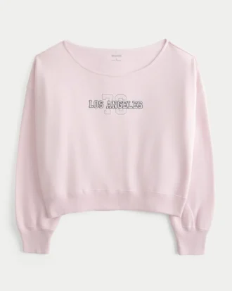 Easy Off-the-Shoulder Los Angeles Graphic Sweatshirt
