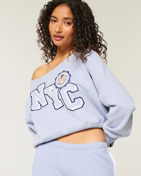 Easy Off-the-Shoulder NYC Graphic Sweatshirt Easy Off-the-Shoulder NYC Graphic Sweatshirt