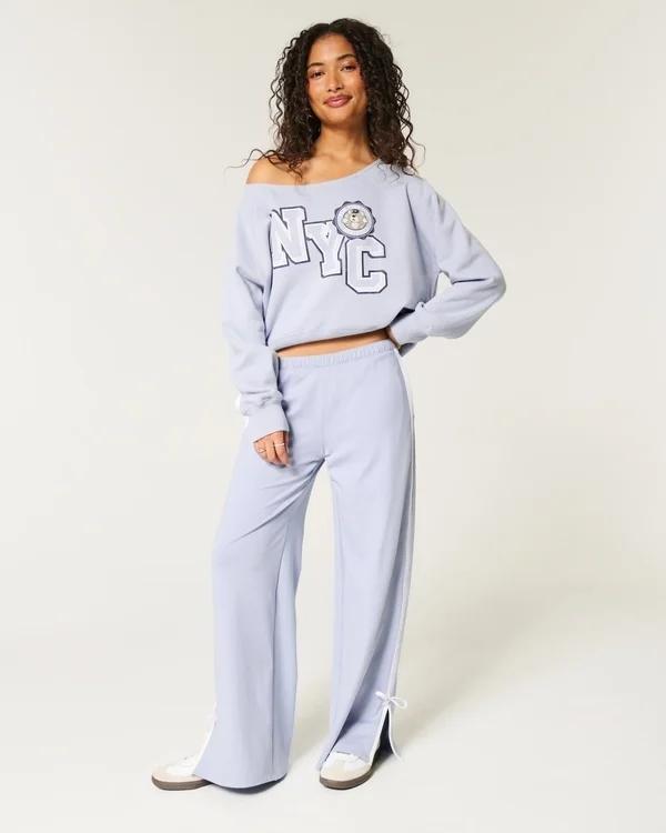 Easy Off-the-Shoulder NYC Graphic Sweatshirt Easy Off-the-Shoulder NYC Graphic Sweatshirt