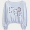 Easy Off-the-Shoulder NYC Graphic Sweatshirt Easy Off-the-Shoulder NYC Graphic Sweatshirt